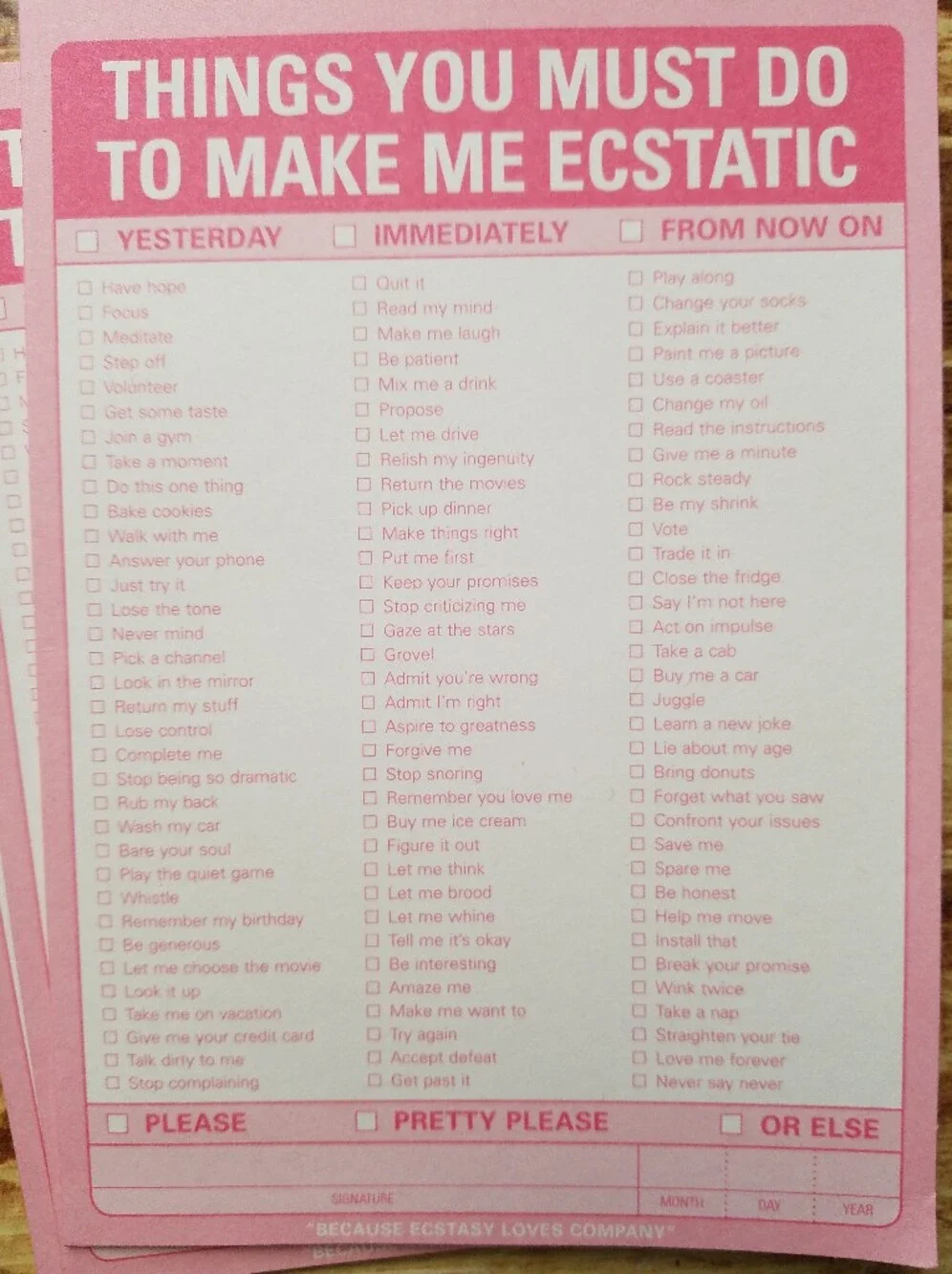 Knock Knock's Things You Must Do Blank Cards & RBforHB Dear Monday Block Notepad